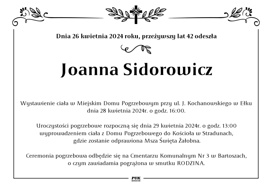 Joanna Sidorowicz - nekrolog